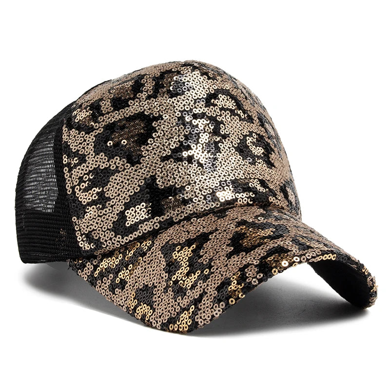 Baseball Cap Summer Mesh Hat Fashion Leopard Spangle Design Hats