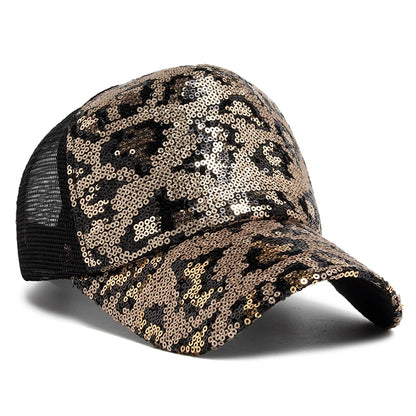 Baseball Cap Summer Mesh Hat Fashion Leopard Spangle Design Hats