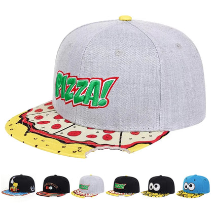 Unisex Eye PIZZA Embroidery Hip-hop Hats Spring Autumn Snapback Caps