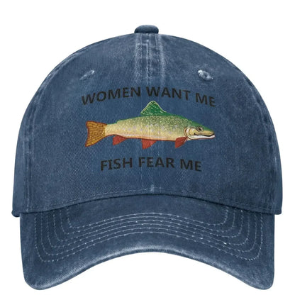 Women Want Me Casual Baseball Cap Spring Fish Fear Me