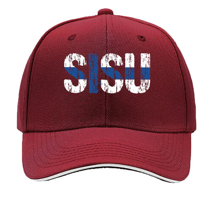Sisu Finnish Word Resilience Text Art Print Sandwich Baseball Cap