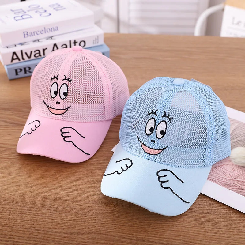 Cool New Boys Girls Kids Children Summer Cute Cap Smiley Face Kawaii Mesh Baseball Cap