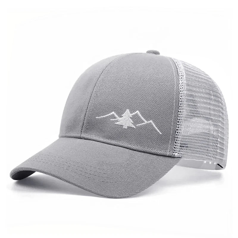New Simple Christmas Tree Embroidered Mesh Hat Sunshade Hat Baseball Hat