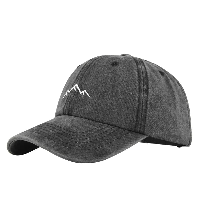 Retro Washed Cotton Cap Unisex Mountain Embroidery Baseball Caps