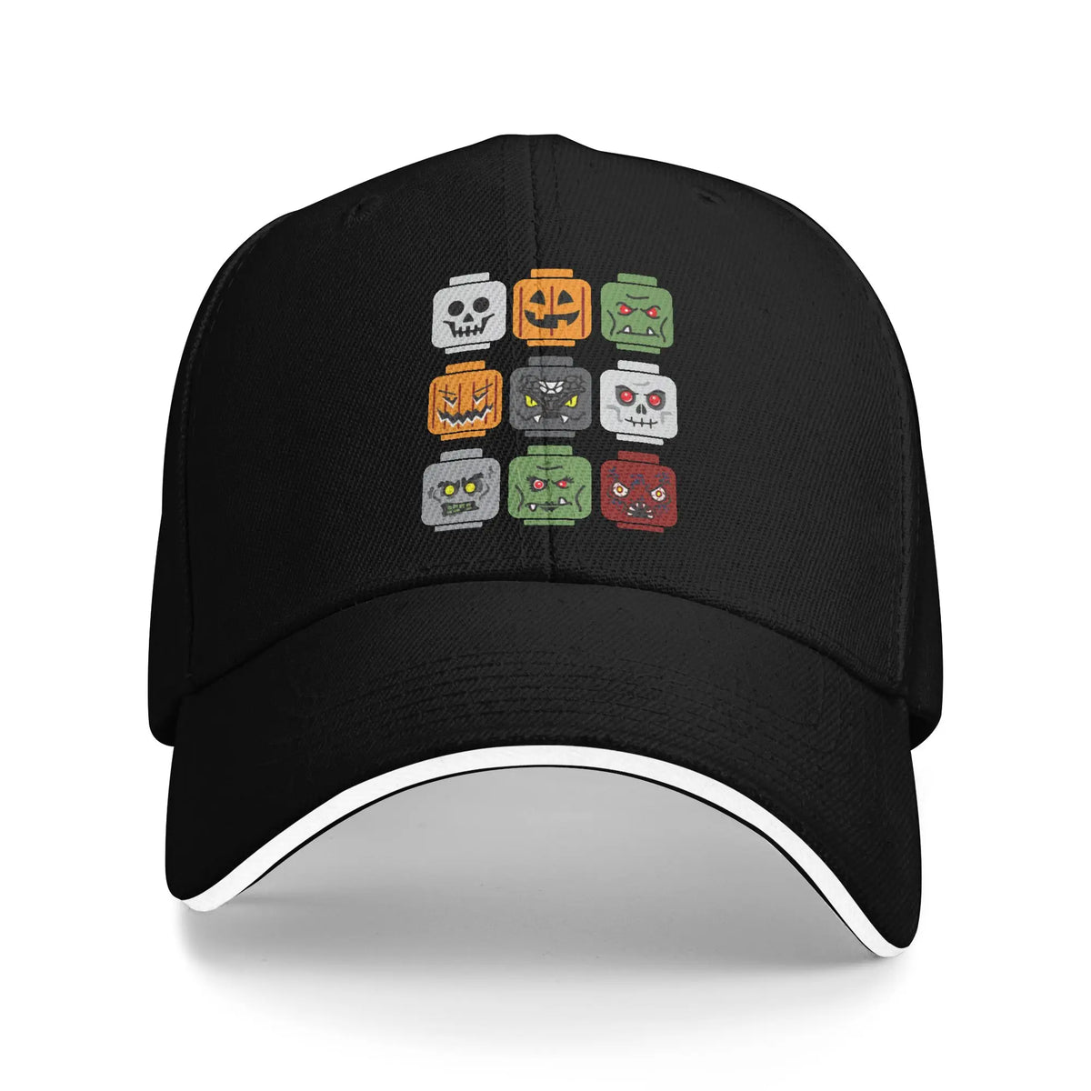 Spring Halloween Building Brick Head Pumpkin Ghost Zombie Friends Baseball Cap