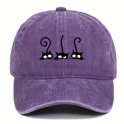 Three Cute Cat Printed Baseball Hats For Men And Women