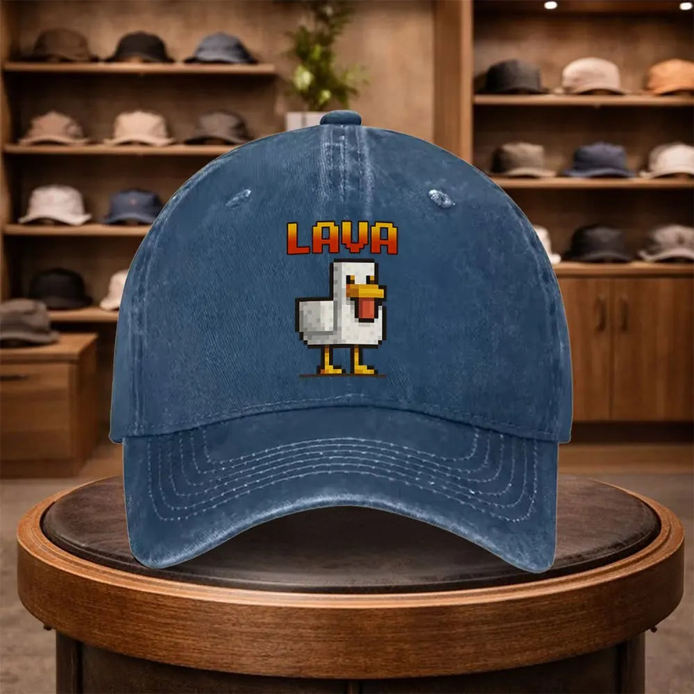 A Men'S Pixelated Lava Chick Baseball Cap