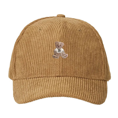 Corduroy Baseball Cap Men Women Teddy Bear Pattern Sun Protection Outdoor