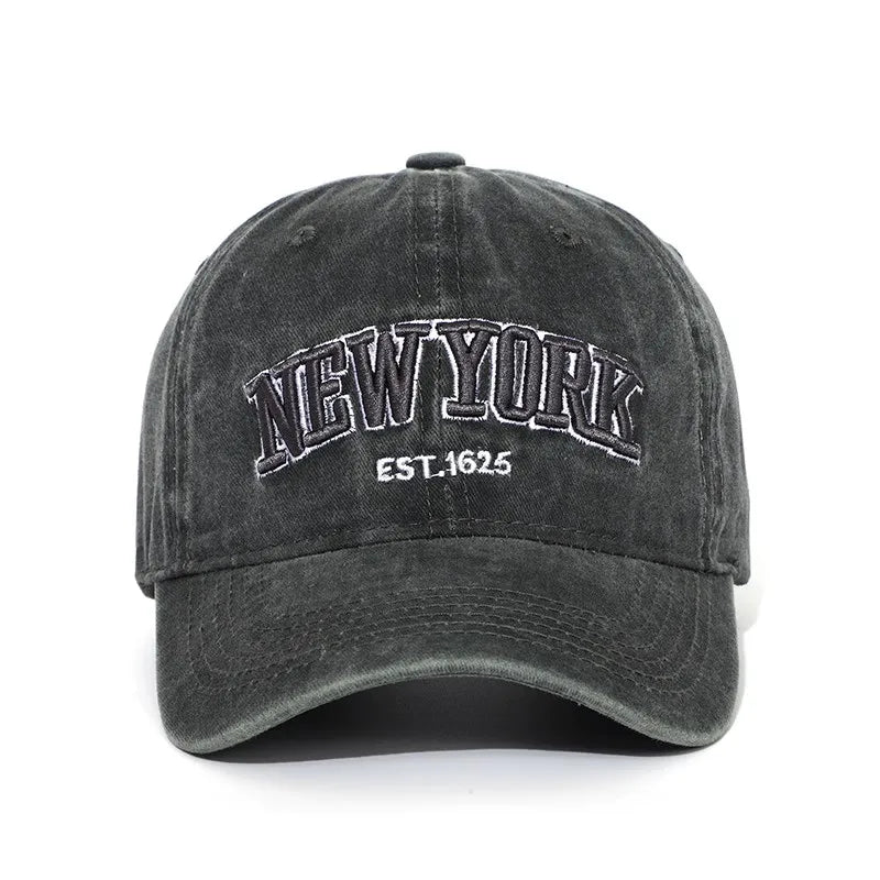 New York Washed Cotton Baseball Cap Hats For Women Men