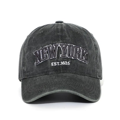 New York Washed Cotton Baseball Cap Hats For Women Men