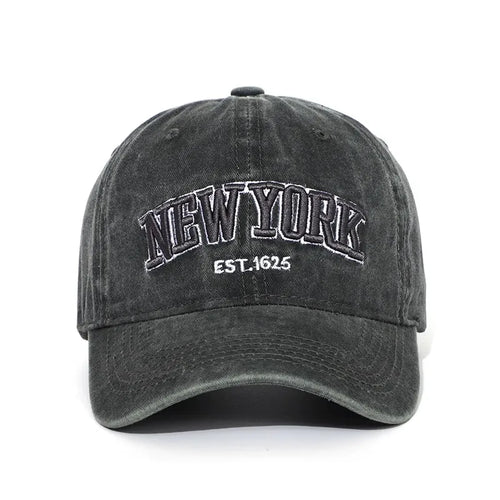 New York Washed Cotton Baseball Cap Hats For Women Men