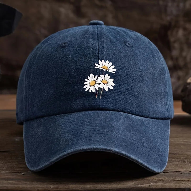 Three Daisy Print Baseball Caps