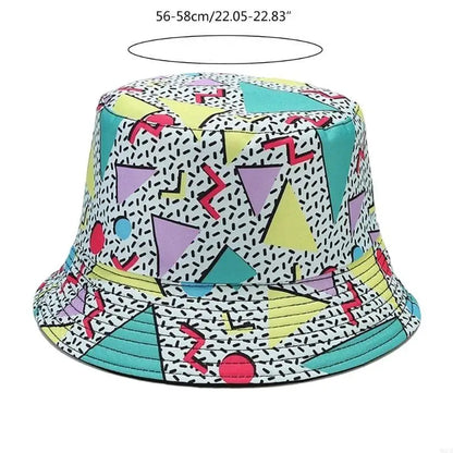 M6CD Fisherman Hat 80s 90s Bucket Hat Cloche Geometric Bucket Hat