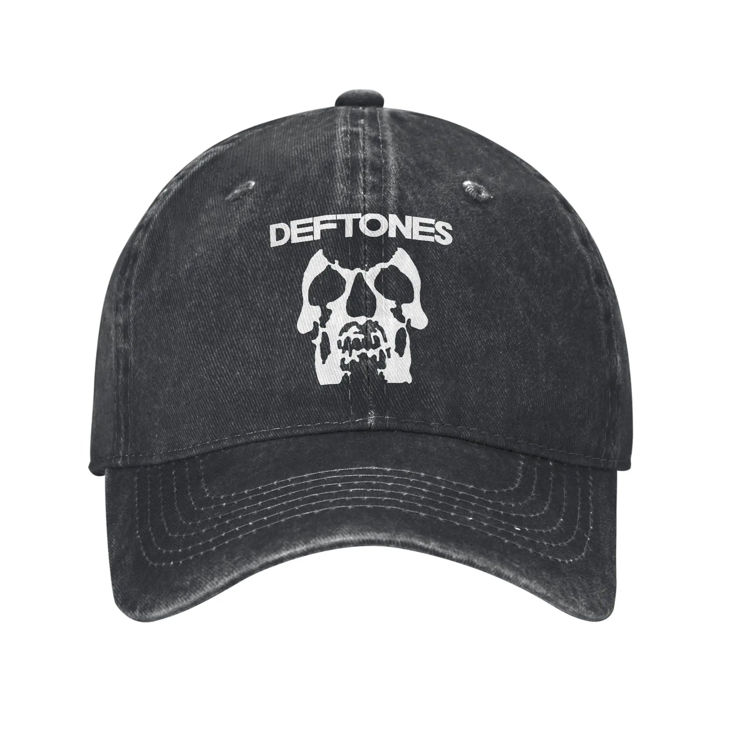Retro Deftones Baseball Caps Unisex Style Distressed Cotton Snapback Cap White Pony