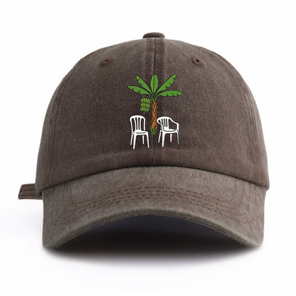 Chair And Tree Print Washed Baseball Cap
