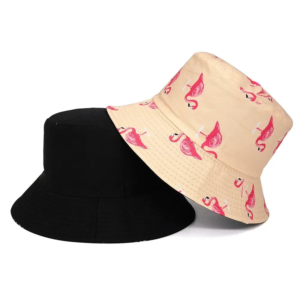 New Fashion Bucket Hats Men Women Summer Bucket Cap Flamingo Hat Bob Hat Hip Hop Gorros