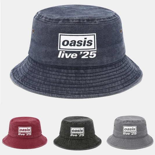 OASIS Printed Washed Bucket Hat Men Women Party Music