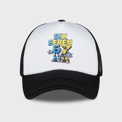 Cute 67 Robot Print Mesh Cap Baseball Cap