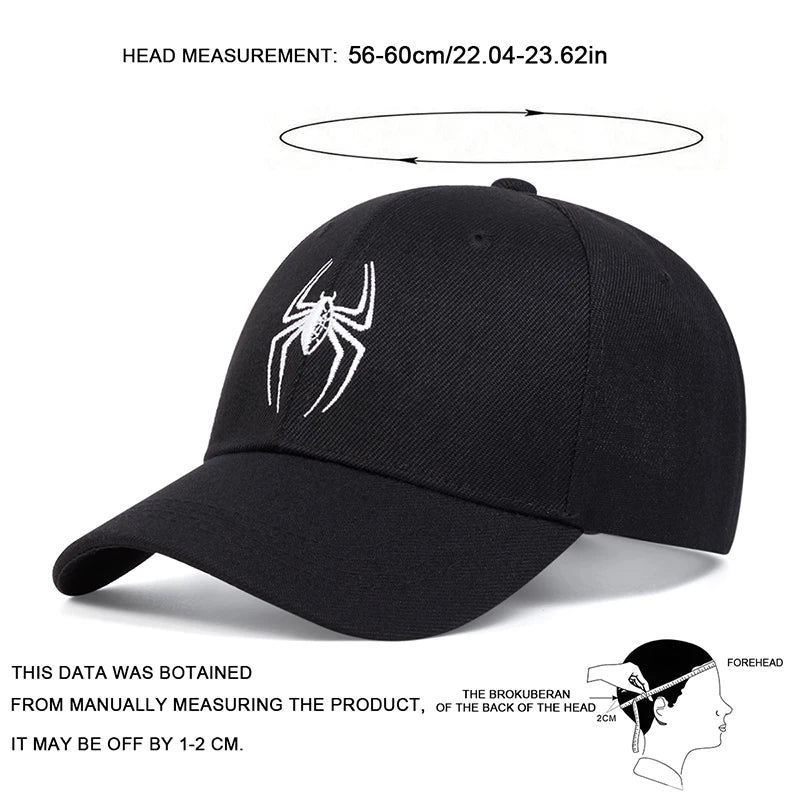 Unisex Spider Embroidery Baseball Caps