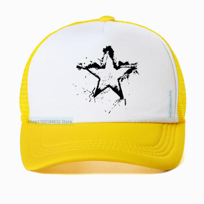 Summer Men Creative Pentagram Printed Mesh Baseball Cap