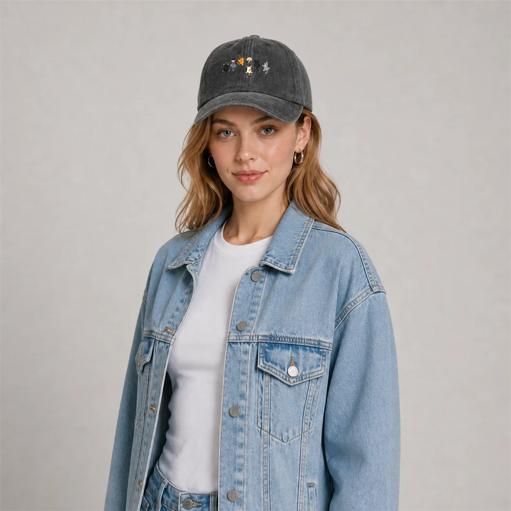 Cats Hanging on Clothesline Graphic Baseball Cap