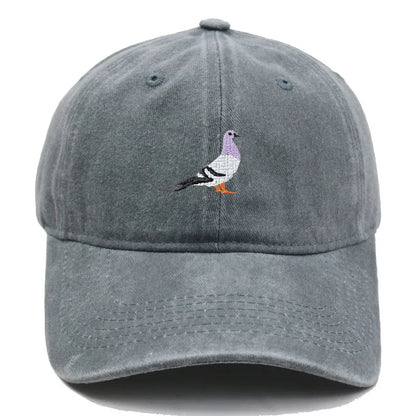 Vintage Washed Pigeon Bird Embroidery Baseball Cap