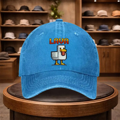 A Men'S Pixelated Lava Chick Baseball Cap
