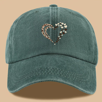 Leopard Print Heart Print Retro Casual Baseball Cap Suitable For Parties