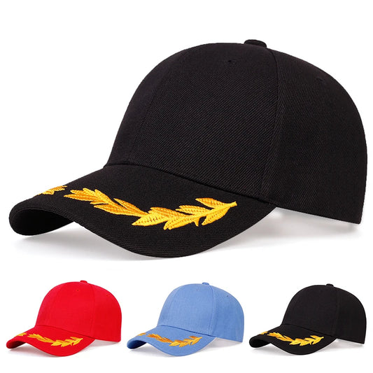 Unisex Hat Brim Wheat Ear Embroidery Snapback Baseball Caps