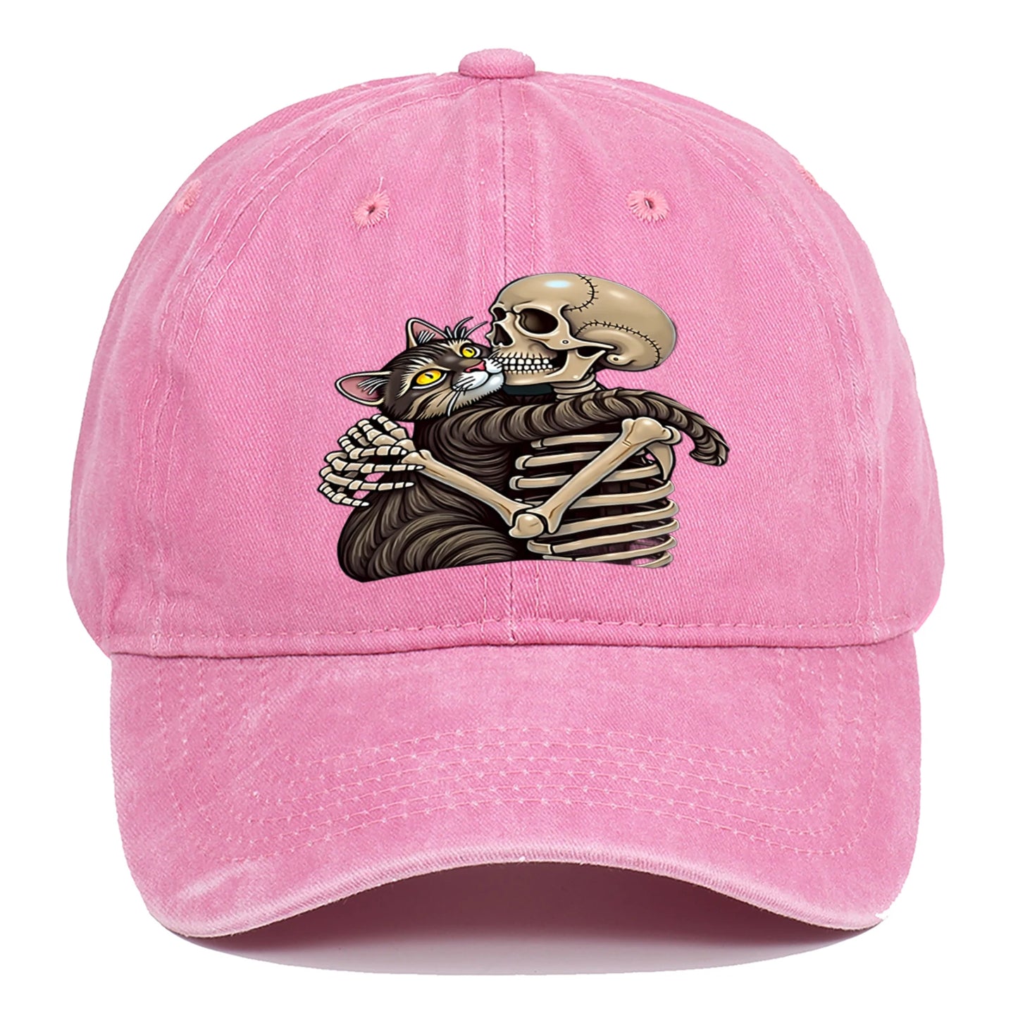 Cat And Skeleton Printed Baseball Hat For Men And Women