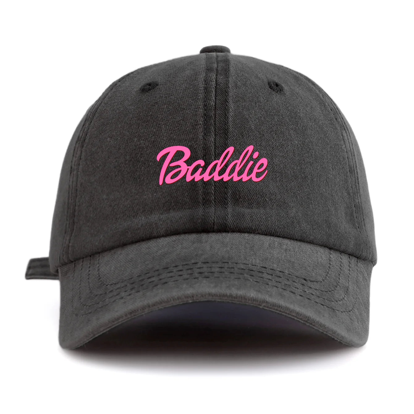 Baddie Print Washed Baseball Cap For Adults