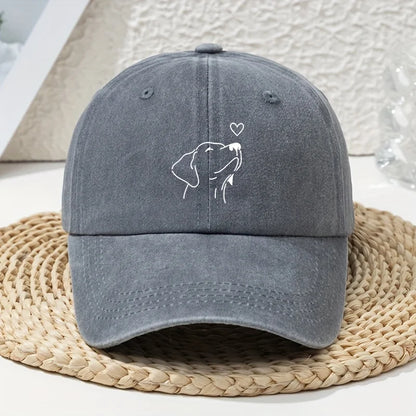 White Line Dog Print Women's Baseball Cap