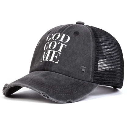 Unisex GOD GOT ME Letter Print Wash Baseball Caps