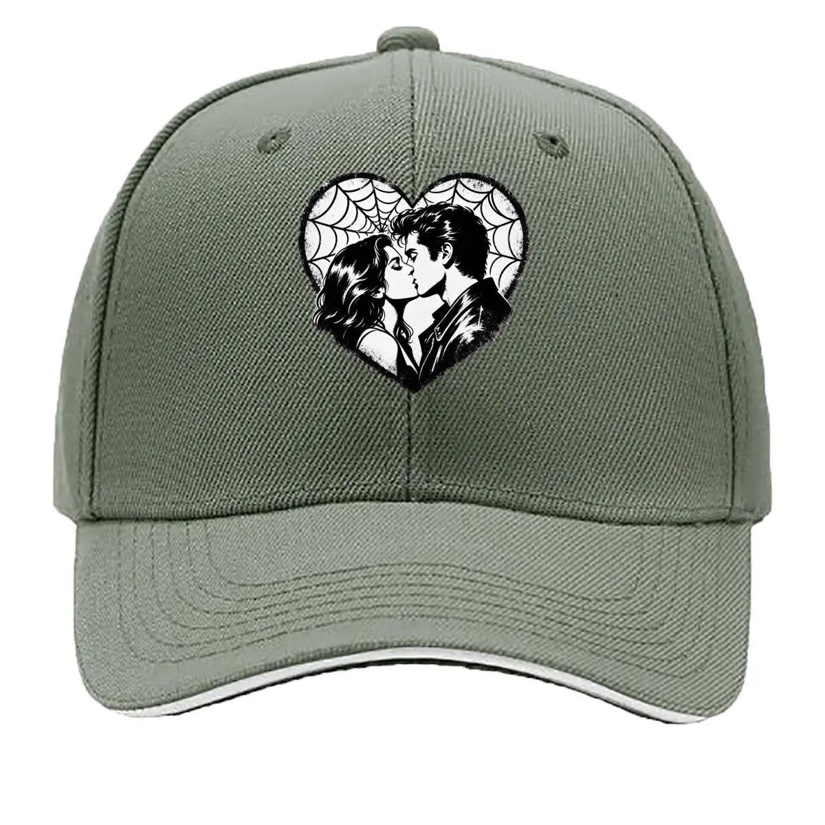 Monochrome Heart Kiss Spiderweb Port Hip Hop Hat Baseball Cap