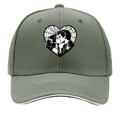 Monochrome Heart Kiss Spiderweb Port Hip Hop Hat Baseball Cap