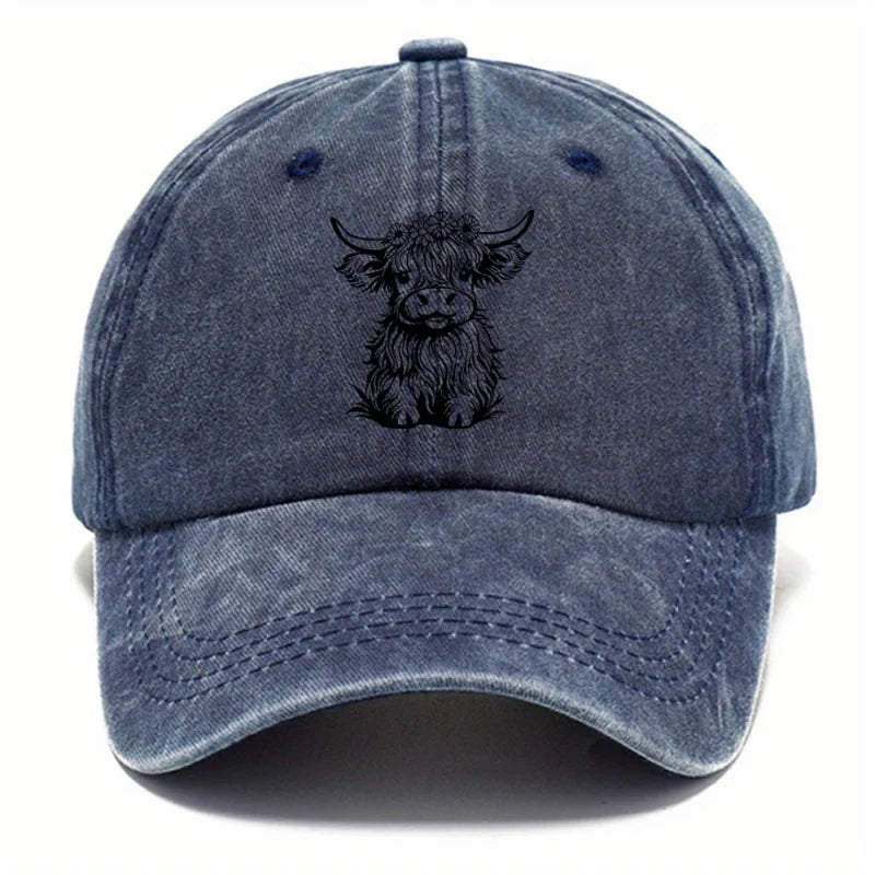 Pack Of Cartoon Calf Print Washed Vintage Soft Top Sunshade Baseball Caps