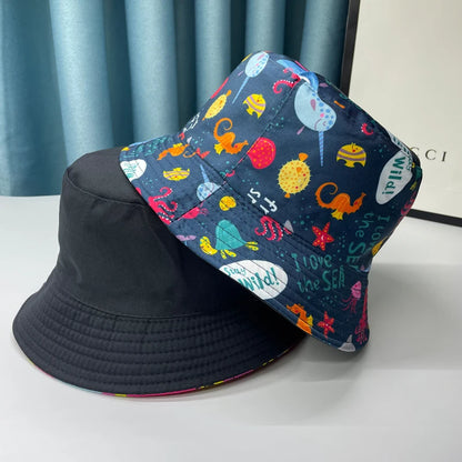 2024 New Bucket Hats Letter Embroidered Double-sided Fisherman