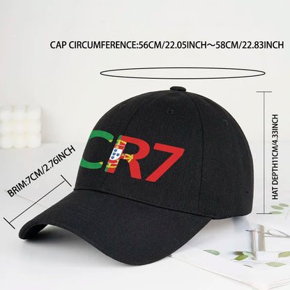 CR7 Portugal Print Black Baseball Cap