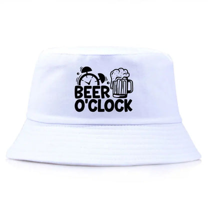 Beer O’Clock Print Bob Double-Sided Bucket Hat Casual Fashion Fisherman Cap