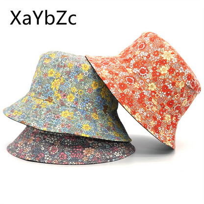 Spring and Summer Small Floral Print Bucket Hat