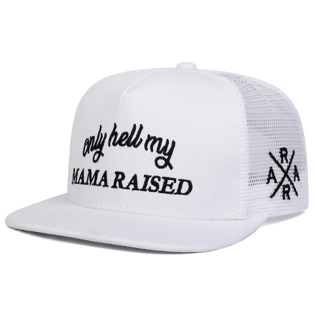Unisex Only Hell My Mama Raised Embroidery Hip-hop Net Hats
