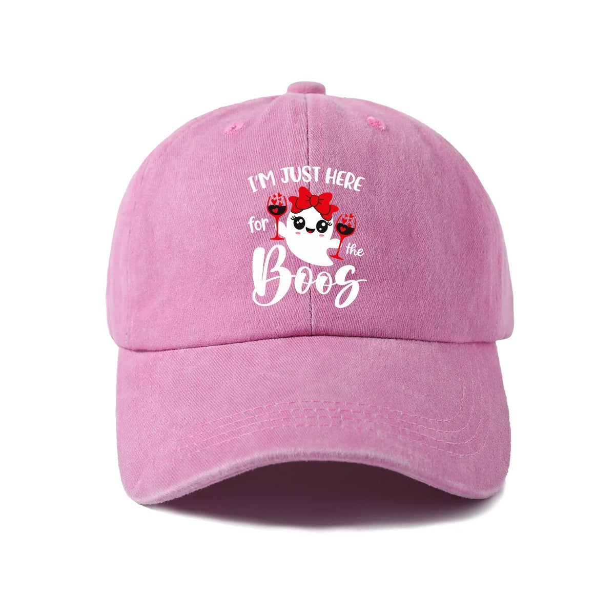 Vintage Washed Ghost Wine Pun Graphic Baseball Cap