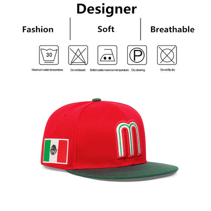 Unisex M Letter Side Brazilian Flag Embroidery Hip-hop Hats Snapback Caps Baseball Caps Sunscreen Hat