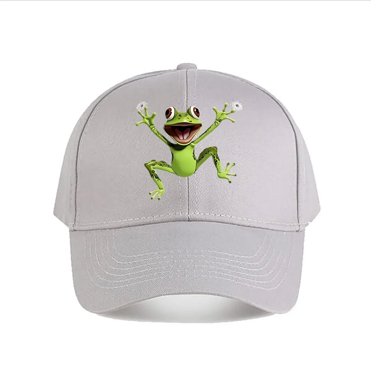 Cute Green Cartoon Frog Plastic Figurine Baseball Cap