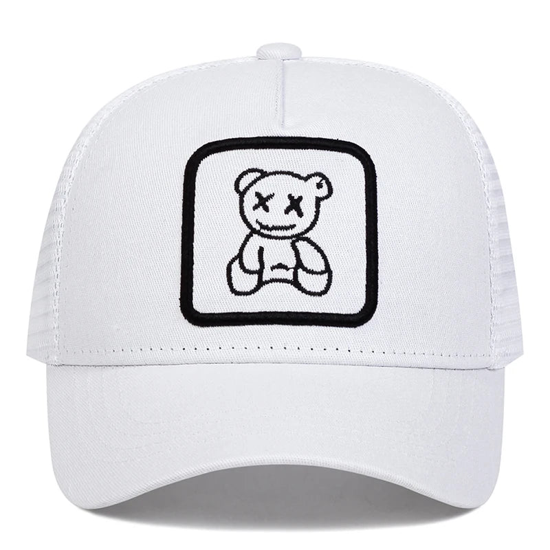Cute Bear Embroidery Mesh Baseball Hat