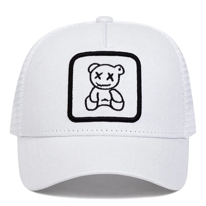 Cute Bear Embroidery Mesh Baseball Hat