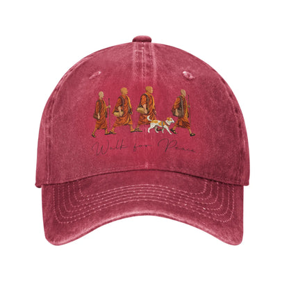 Peace Walking Monks and Aloka Dog Walk for Peace Baseball Caps