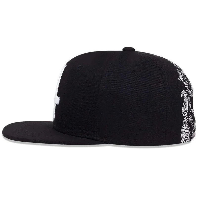 Unisex Flat Cross Embroidery Hip-Hop Hats Spring Autumn Adjustable Snapback Caps