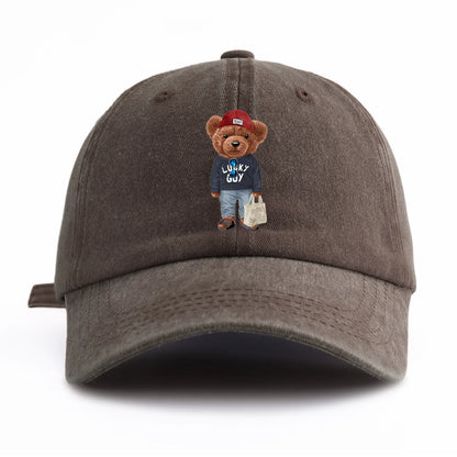 Tote-bag Bear Print Washed Baseball Cap For Adults
