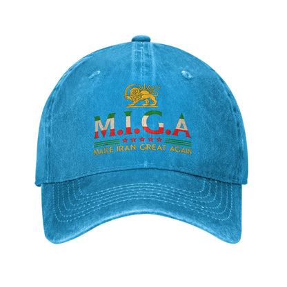 MIGA Make Iran Great Again Emblem Washed Baseball Cap